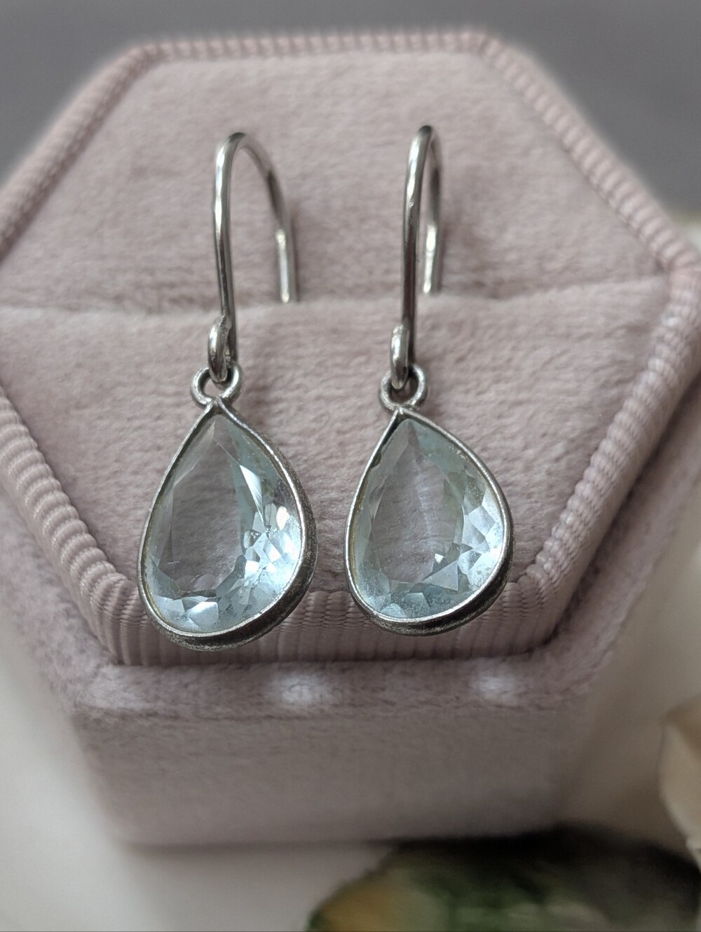 Elegant Sterling Silver & Blue Topaz Teardrop Earrings